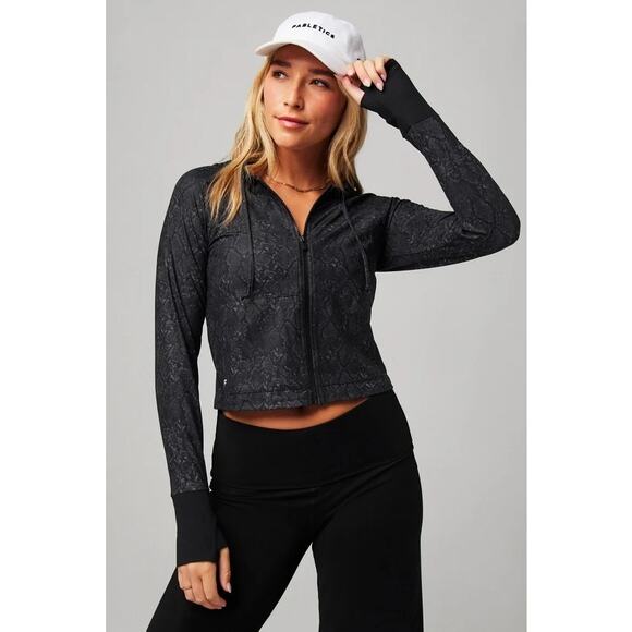 Fabletics Tops - New Fabletics Oasis Cropped Hoodie Tonal Snakeskin Women's size M